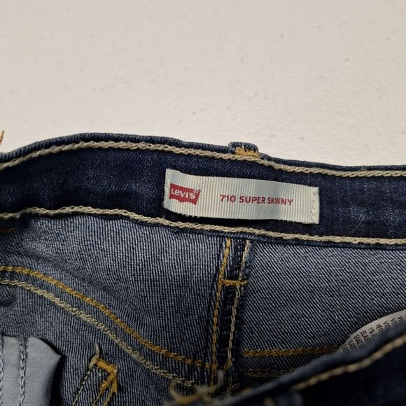 Levis 710 Super Skinny Jeans Blue Adjustable Elastic Waist Demin Girls Size 14 - Picture 4 of 8